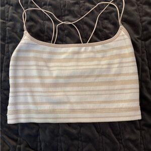 Hollister Beige and White Striped Tank Top